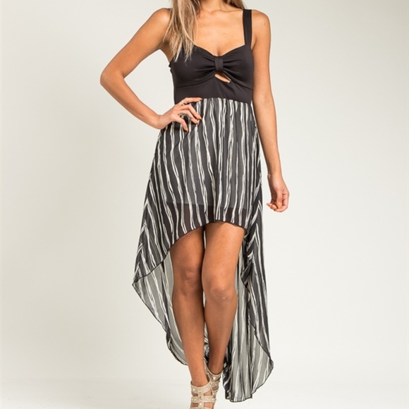 Dresses & Skirts - Hi Low Hem Bandeau Bra Dress Black Ivory NEW